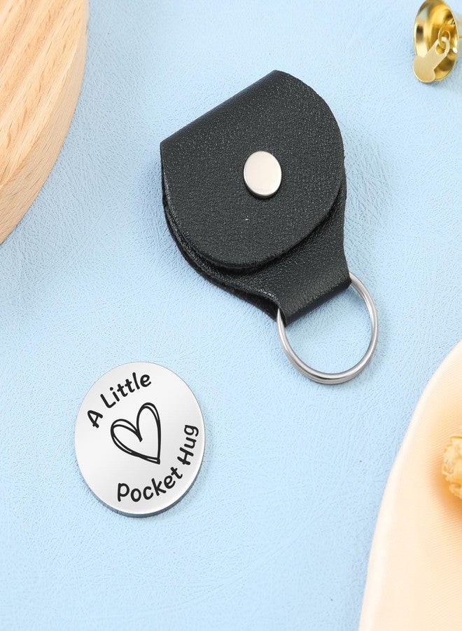 Keniot Pocket Hug Token Gift for Women Men Boy Girl Relationship Keychain Double Sided Inspirational Gift with PU Leather (Dad Gifts) - Image 3